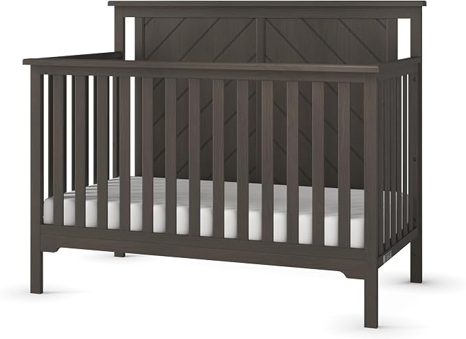 Child Craft Hampton Flat Top 4-in-1 Convertible Crib, Baby Crib Converts to Day Bed, Toddler Bed and Full Size Bed, 3 Adjustable Mattress Positions, Non-Toxic, Baby Safe Finish (Dapper Gray)