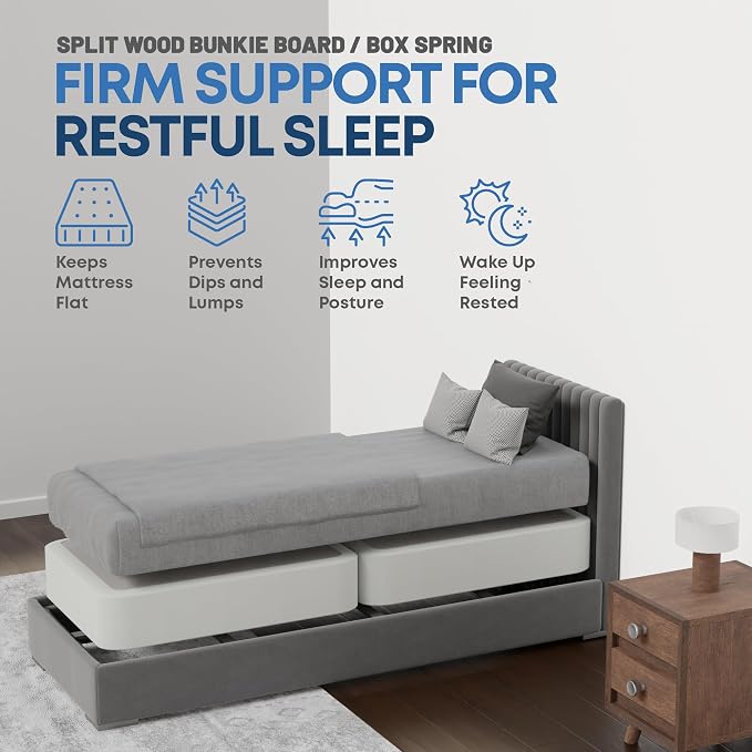 Greaton, Box Spring Bed Base Twin Size, 8-Inch Wood Mattress Foundation – Amish Made in USA – Quiet Noise Free, 2-Pieces Under Mattress-Support BoxSpring, Fully Assembled, White