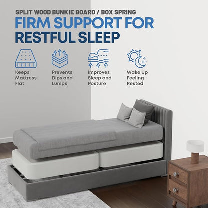 Greaton, Box Spring Bed Base Twin Size, 8-Inch Wood Mattress Foundation – Amish Made in USA – Quiet Noise Free, 2-Pieces Under Mattress-Support BoxSpring, Fully Assembled, White