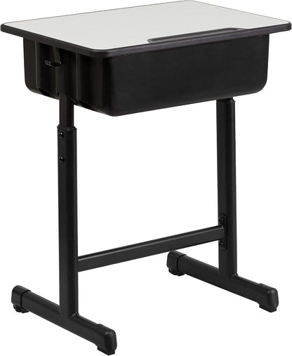 Flash Furniture Billie Student Desks with Grey Tops and Adjustable Height Black Pedestal Frames, Set of 10
