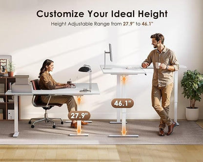 OffiGo 71 Inch Reversible L Shaped Electric Standing Desk, Height Adjustable Corner Stand up Desk, Ergonomic Large Lift Computer Table for Home, Office, Workstation, White