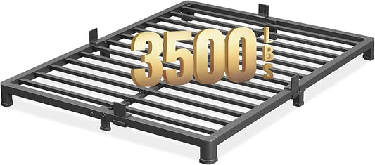 NKZ Full Platform Bed Frame 4 Inch, Heavy Duty Metal Low Profile Bed Frame with Round Corner Legs, 3500lbs Weight Capacity Reinforced Frame, No Box Spring Needed，Noise-Free, Easy Assembly