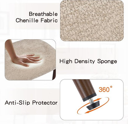 Furniliving Mid Century Modern Dining Chairs Set of 6, 300 lbs Capacity Upholstered Chenille Kitchen Chairs with Walnut Grain Metal Legs and Ergonomic Curved Back, Camel(Walnut/Chenille)