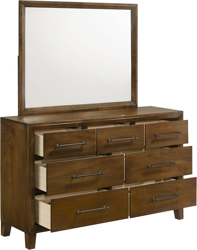 New Classic Furniture Ballard 5-Piece Wood Queen Bedroom Set with 2-Nightstands, Walnut Brown