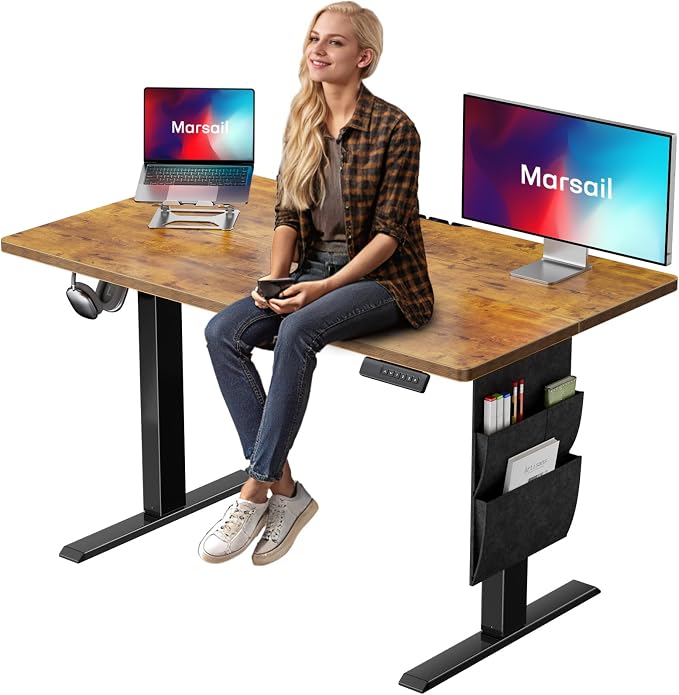 Marsail Standing Desk,Home Office Adjustable Heights Desk,63x24 Inches Desktop Sit Stand Gaming Computer Desk for Study,Writing with 4 Memory Presets,Headphone Hook,Cable Organizer