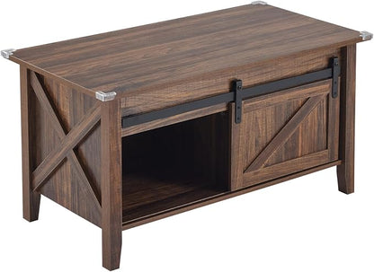 VINGLI Farmhouse Lift Top Coffee Table,36" Living Room Table,Espresso