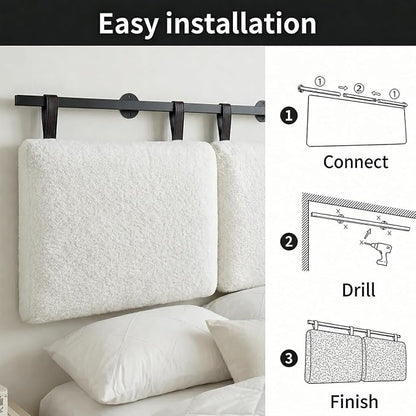 King Headboard only, Wall Mounted Headboard for Adjustable Bed, Hanging Head Board for King Size Bed Upholstered Headboard Cabeceras De Cama for Bedroom, Dorm, Guest Room, White