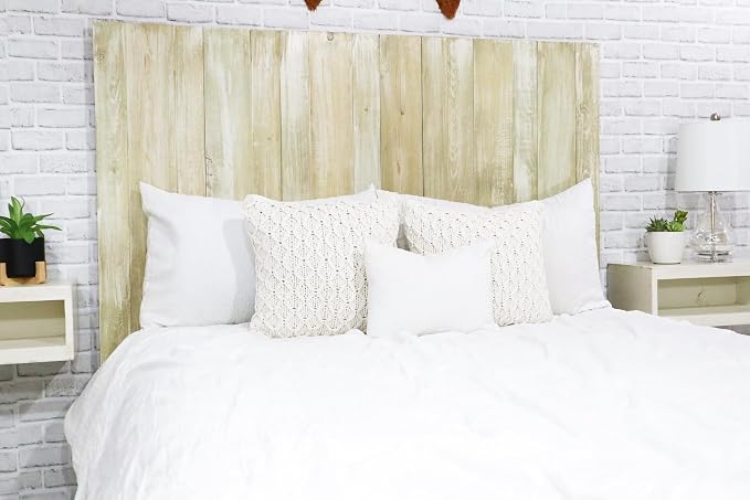 Barn Walls Sagewash Headboard, Farmhouse Design, Wood Headboard Wash Finish, Floating Panels, Adjustable Height, Easy Assembly, California King Size