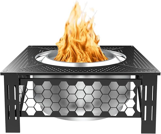 Surround Tabletop Use for Solo Stove Bonfire Ranger Mesa, Fire Pit Surround Table Square, Accessories for Solo Stove, Indoor Outdoor Use, Thick Metal Black