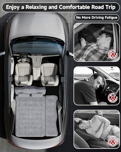 Umbrauto Car Air Mattress Bed: Inflatable SUV Camping Sleeping Pad for Truck Back Seat with Pump & Pillows, Blow Up Backseat Car Mattress for Van Rear Seat