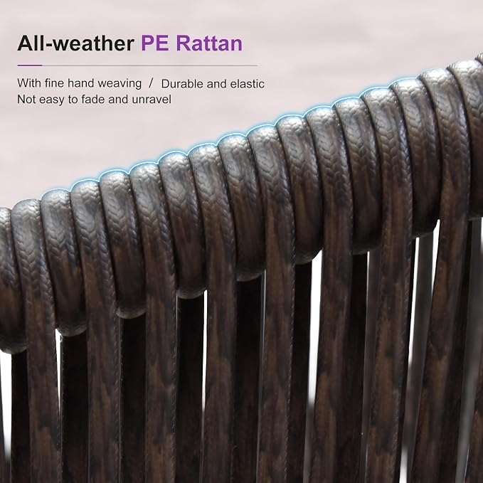 PURPLE LEAF 13 Pieces Outdoor Dining Set Patio Table and Chairs Set Aluminum Rattan Wicker Patio Furniture Set for Lawn Porch Deck Teak