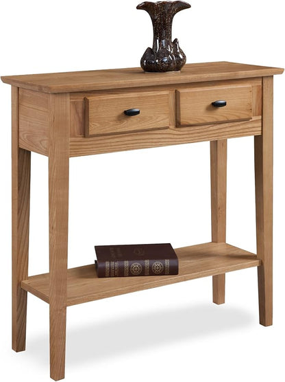 Leick Home Mission Console Table, Solid Wood, 2 Drawers, Bottom Display Shelf, Easy Assembly, For Hallway/Entryway/Behind Sofa, Desert Sand, 11.0 in. L x 30.0 in. W x 30.0 in. H, 10075-DS