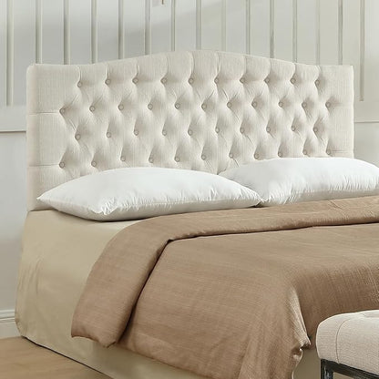 24KF Upholstered Tufted Button Wall Mounted Linen Headboard,Comfortable Fashional Headboard Queen/Full Size,6055-Q-Ivory