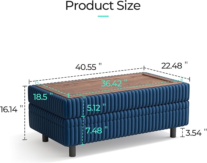 LINSY HOME Sectional Sleeper Sofa with Pull Out Couch Bed for Living Room (Blue) | Plush Corduroy
