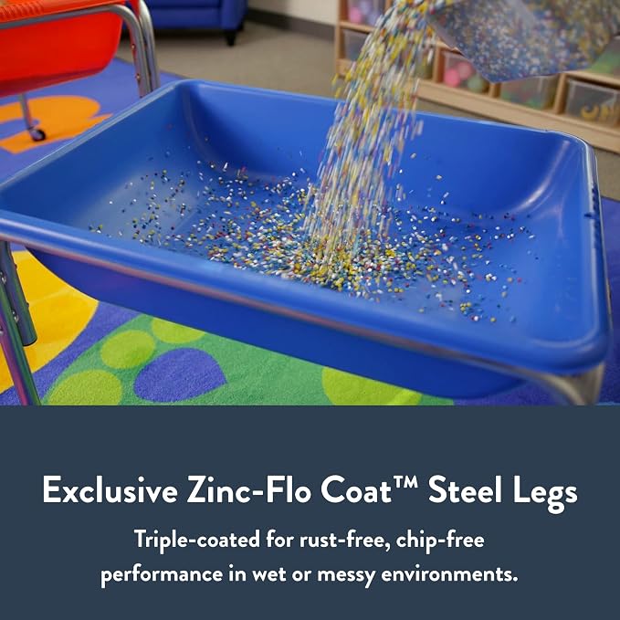 Children's Factory 18" Small Sensory Table, Sandbox with Lid, Water Table for Kids, Blue | Sandbox for Indoor or Outdoor Use, Rust-Resistant Sensory Bin for Classrooms, Preschools, and Daycares
