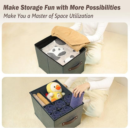 2 Pack Storage Ottoman Shoe Organizer for Closet - Adjustable Dividers Storage Box for Shoes | Clothes | Toy | Blanket, Foldable Foot Stool Small Bench Shoe Cabinet for Living Room & Bedroom