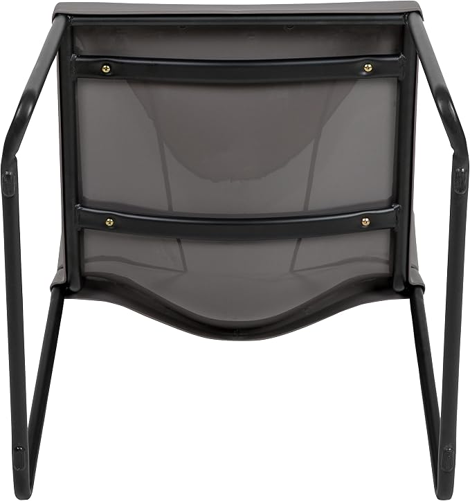 Flash Furniture HERCULES Series 880 lb. Capacity Gray Full Back Contoured Stack Chair with Black Powder Coated Sled Base