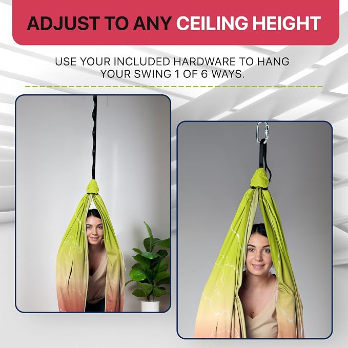 Indoor Sensory Swing for Kids or Outdoor – Holds 300lbs, Double-Layer, & 360° Swivel, Calming Compression Therapy Swing Hammock for Kids & Adults with All Hardware – Sensory-Motor Toys & Gifts