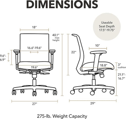 HON Convergence Ergonomic Office Chair with Mesh Back, Adjustable Arms, Lumbar Support, Synchro‑Tilt Desk Chair with Wheels for Home Office or Computer Use, Black Frame, Indigo