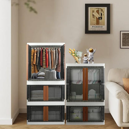Wardrobe, Closet, Collapsible Storage Cabinet, Useful Box with Large Capacity, 37.5 Gal (142 L), Stackable on Box (19 Gal), Easy Storage of Clothes, Installation Free