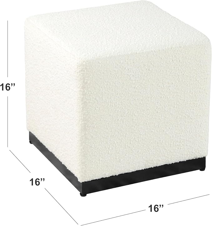 HomePop 16" Cube Ottoman - Cream Boucle