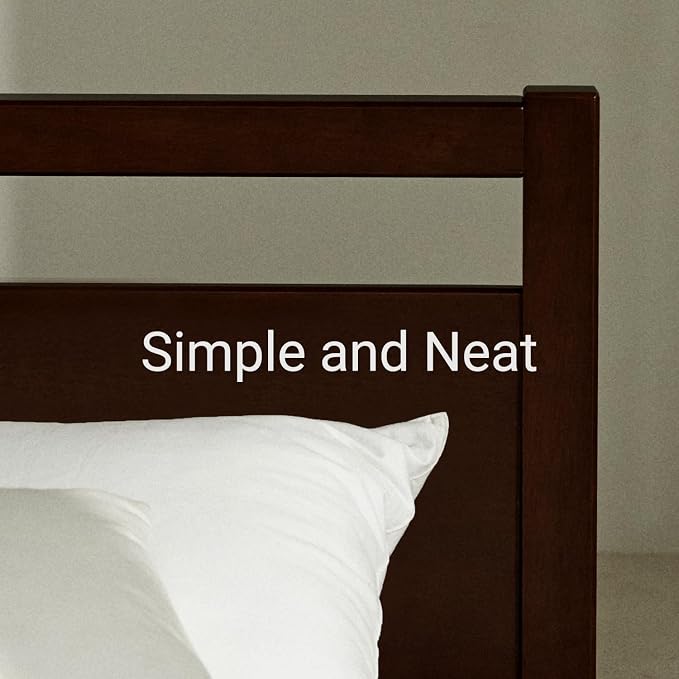 LIFEMENT Signature Wood Platform Bed Frame with Headboard, Essential, Noise Free, Under Bed Storage, No Box Spring Needed, Easy Assembly (Walnut, Twin)