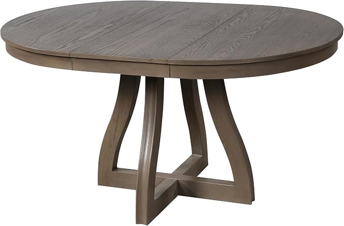 LUMISOL 42"-58" Extendable Round Dining Table for 4-6, Farmhouse Kitchen Table with 16” Middle Leaf and Curved Table Legs for Kitchen, Dining Room, Apartment, Espresso