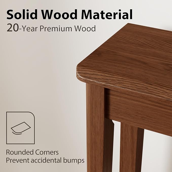 AQIMUELE Wood Console Table with Drawers, Walnut