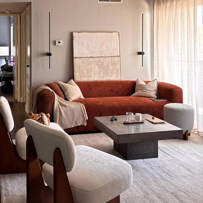 Acanva Luxury Modern Tight Curved Back Velvet Sofa, Minimalist Style Comfy Couch for Living Room Apartment, 3 Seater, Tangerine