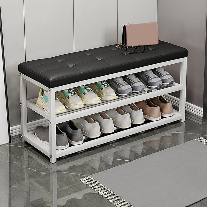 Modern Wooden Shoe Rack Compact Entryway Organizer Stylish Changing Stool for Hallway & Living Room Versatile Storage Solution SpaceSaving Design