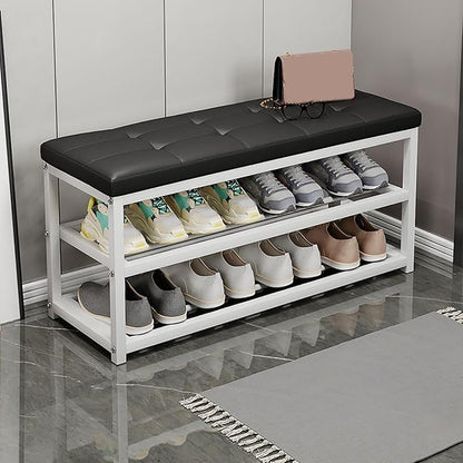 Modern Wooden Shoe Rack Compact Entryway Organizer Stylish Changing Stool for Hallway & Living Room Versatile Storage Solution SpaceSaving Design