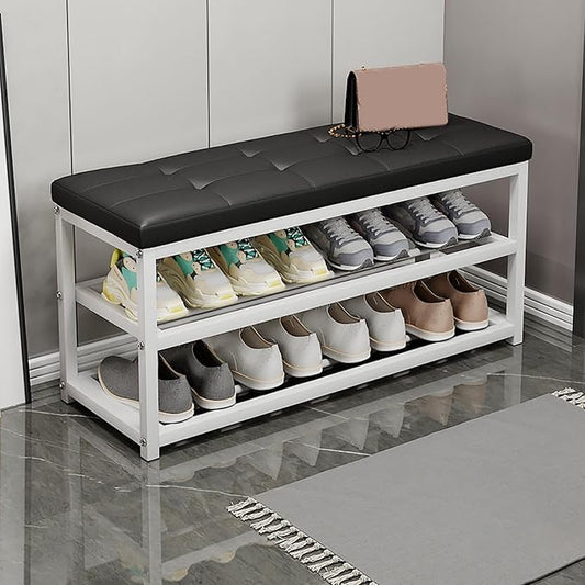 Modern Wooden Shoe Rack Compact Entryway Organizer Stylish Changing Stool for Hallway & Living Room Versatile Storage Solution SpaceSaving Design