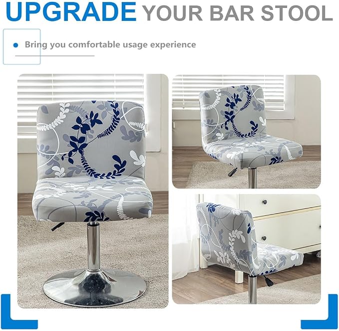 Levoberg Bar Stools Cover Set of 4 Printed Armless Swivel Barstools Slipcovers with Backs Stretch Square Counter Height Bar Stools Covers Mid Low Back Chair Cover for Kitchen Dining Room Bar #13