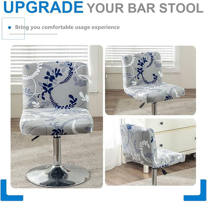 Levoberg Bar Stools Cover Set of 4 Printed Armless Swivel Barstools Slipcovers with Backs Stretch Square Counter Height Bar Stools Covers Mid Low Back Chair Cover for Kitchen Dining Room Bar #13