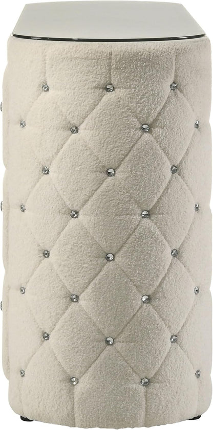 Coaster Home Furnishings - Sonya - Wood - Boucle Upholstered 6-Drawer Dresser with Crystal Hardware, Tufted Panels and Glass Top - Bedroom - Ivory - 360113