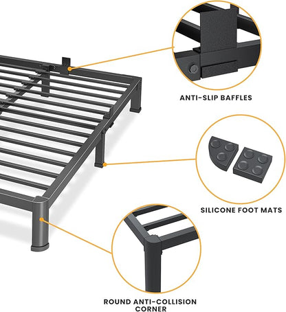 Superay 10 Inch Full Size Metal Platform Bed Frame with Round Corners, Storage Space Under High Bed Frame-Heavy Duty Steel Slats Support, Noise Free - Easy Assembly - No Box Spring Needed