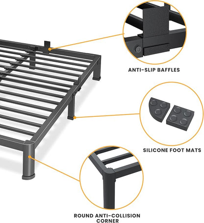 Superay 10 Inch Queen Size Metal Platform Bed Frame with Round Corners, Storage Space Under High Bed Frame-Heavy Duty Steel Slats Support, Noise Free - Easy Assembly - No Box Spring Needed