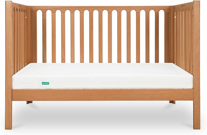 Newton Baby Galileo Standard Crib, Solid Beech Wood in Chestnut Color, 3-in-1 Convertible Crib with Toddler Bed Conversion Kit, Baby-Safe Finish