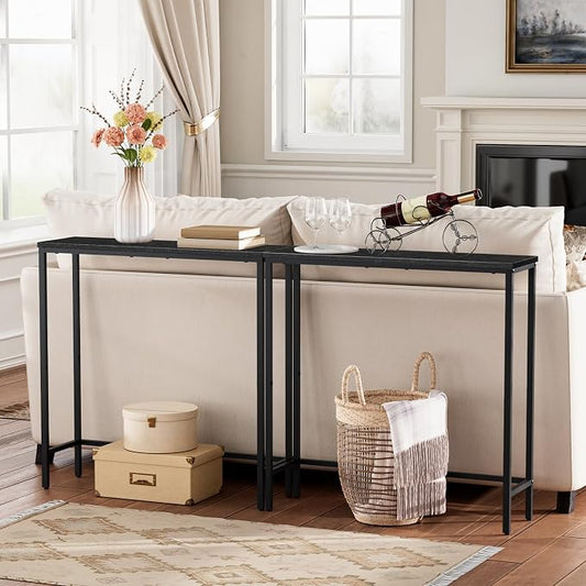 HOOBRO 2 Pack Narrow Console Table, 29.5" Small Entryway Table, Thin Long Sofa Side Display Table, for Hallway, Bedroom, Living Room, Foyer, Black BK75XGP201