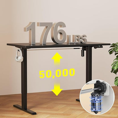 WALKINGDESK 48x24 Inches Whole Piece Electric Standing Desk, Seamless One Piece Height Adjustable Sit to Stand up Desk for Home Office, Ergonomic Computer Workstation, Black