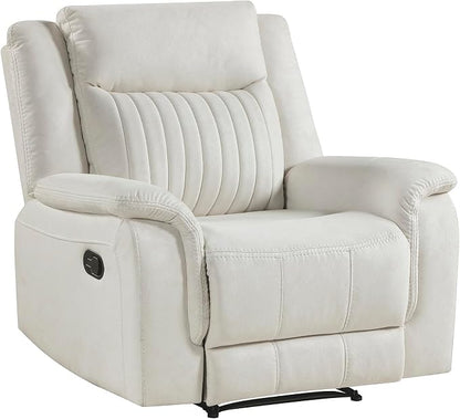 Lexicon Manual Recliner Chair, Polished Microfiber Reclining Sofa Chair, Home Theater Seating, Wall Hugger Manual Recliner for Living Room/Office/Apartment, Beige