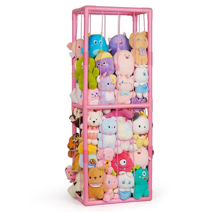 Stuffed Animal Storage Zoo Holder Space Save, PVC Stuffed Animal Organizer | Vertical Plush Toy Organizer with Elastic Band and Net, Large Capacity Stuffy Storage for Playroom Bedroom Nursery