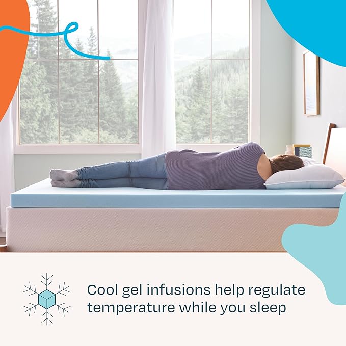 Linenspa Memory Foam Mattress Topper, Full Size - 3 Inch Gel Infused Memory Foam - Plush Feel - Cooling and Pressure Relieving - CertiPUR Certified