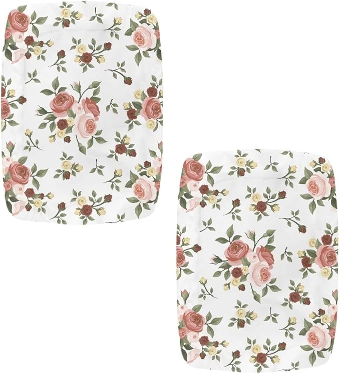 Rose Leaves Bar Stool Seat Covers Rectangle Stool Covers Set of 2 Bench Covers Slipcover Rectangle Stretch Counter Height Bar Stools Slipcovers Counter Stool Covers Saddle Seat Cover