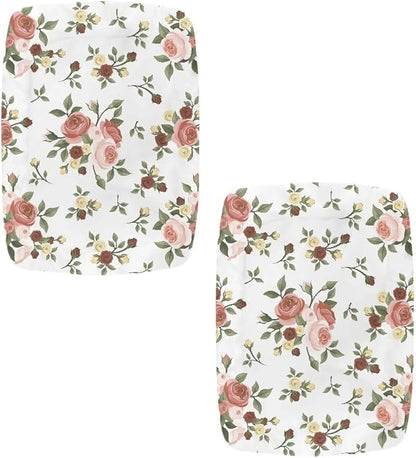 Rose Leaves Bar Stool Seat Covers Rectangle Stool Covers Set of 2 Bench Covers Slipcover Rectangle Stretch Counter Height Bar Stools Slipcovers Counter Stool Covers Saddle Seat Cover