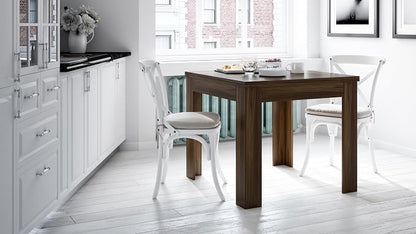 Mobili Fiver, Square extendable Dining Table, Eldorado, 35.4(70.9) x35.4 in, Pearled Elm, for 4-8 People, Expandable Dining Table for Kitchen, Italian Furniture