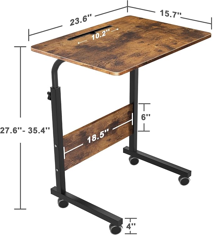 23.6 Inch End Table Computer Desk, Modern Simple Gaming Desk Home Office Desks, Writing Study Table Small Desk, Rustic Brown
