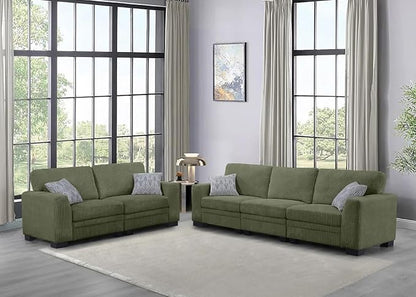 Legend Vansen Oversized Modular Sectional Sofa,U/L-Shaped Corduroy Couch with Ottoman,Deep Seat & Removable Cushion,Easy Assembly for Living Room Apartment,5 Seater,Olive