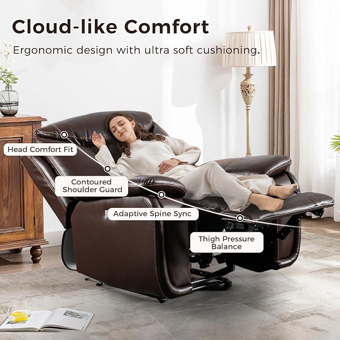 HAOMARKETS Electric Recliner Chair Set of 2, Soft PU Leather Power Recliners with Padded Backrest, Single Overstuffed Heavy Duty Reclining Sofa for Living Room Bedroom, Dark Brown