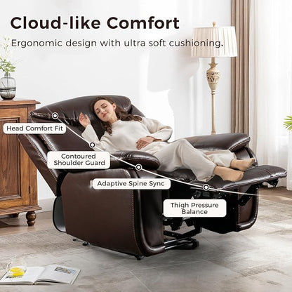 HAOMARKETS Electric Recliner Chair Set of 2, Soft PU Leather Power Recliners with Padded Backrest, Single Overstuffed Heavy Duty Reclining Sofa for Living Room Bedroom, Dark Brown
